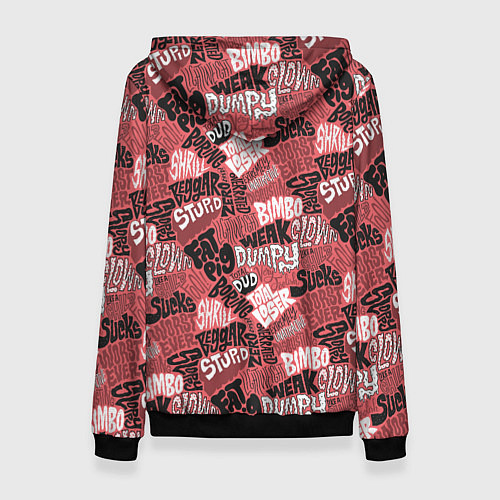 Женская толстовка Полный придурок - паттерн с надписями / 3D-Черный – фото 2