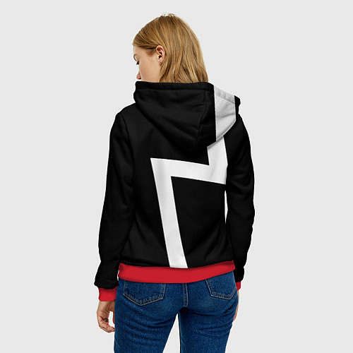 Женская толстовка Doom eternal geometry white / 3D-Красный – фото 4