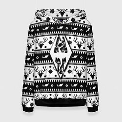 Толстовка-худи женская The Elder Scrolls winter deer pattern, цвет: 3D-черный