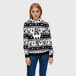 Толстовка-худи женская The Elder Scrolls winter deer pattern, цвет: 3D-черный — фото 2