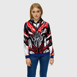 Толстовка-худи женская Абстрактный красный череп, цвет: 3D-синий — фото 2