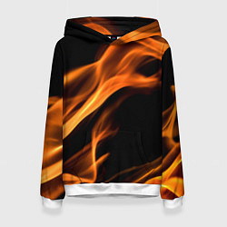 Толстовка-худи женская Языки пламени текстура, цвет: 3D-белый