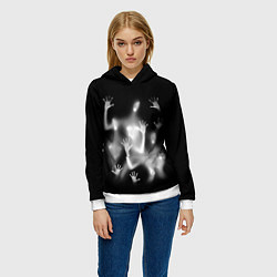 Толстовка-худи женская Белые призрачные силуэты Y2K, цвет: 3D-белый — фото 2