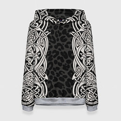 Толстовка-худи женская Скандинавский кельтский узор, цвет: 3D-меланж