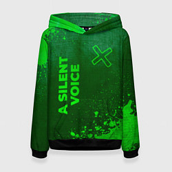 Толстовка-худи женская A Silent Voice - green gradient вертикально, цвет: 3D-черный