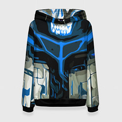 Толстовка-худи женская Blue stripes on a black and white background, цвет: 3D-черный