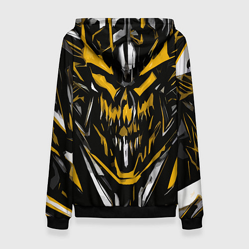 Женская толстовка Жёлто-белое абстрактное лицо на чёрном фоне / 3D-Черный – фото 2