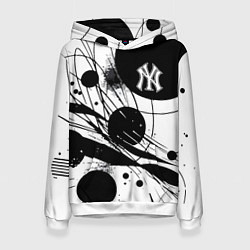 Толстовка-худи женская New York Yankees baseball team - abstraction, цвет: 3D-белый
