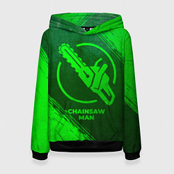 Толстовка-худи женская Chainsaw Man - green gradient, цвет: 3D-черный