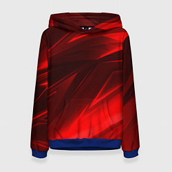 Толстовка-худи женская Абстрактные линии красный, цвет: 3D-синий