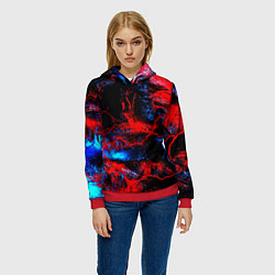 Толстовка-худи женская Космические краски шторм, цвет: 3D-красный — фото 2