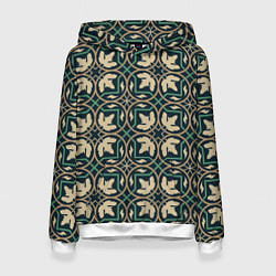 Толстовка-худи женская Геометрический узор арабеска, цвет: 3D-белый