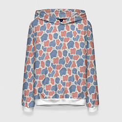 Толстовка-худи женская Абстрактный паттерн: пятна и плывущие формы, цвет: 3D-белый