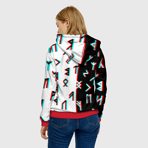 Женская толстовка Doom glitch pattern / 3D-Красный – фото 4