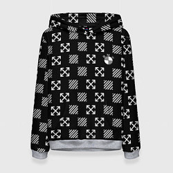 Толстовка-худи женская BMW pattern, цвет: 3D-меланж