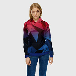 Толстовка-худи женская Абстрактная геометрия polygon, цвет: 3D-синий — фото 2