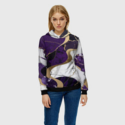Толстовка-худи женская Фиолетовый с белым и золотым, цвет: 3D-черный — фото 2