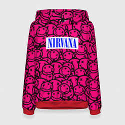 Толстовка-худи женская Nirvana pink logo, цвет: 3D-красный