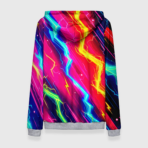 Женская толстовка Абстракция из неоновых молний - нейроарт / 3D-Меланж – фото 2
