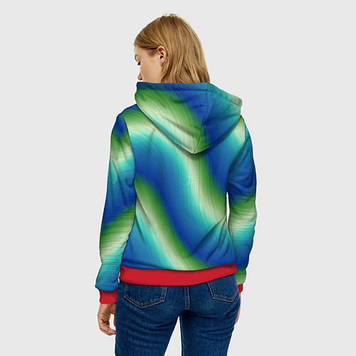 Женская толстовка Морская волна арт / 3D-Красный – фото 4