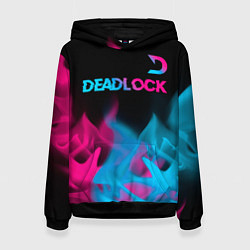 Толстовка-худи женская Deadlock - neon gradient посередине, цвет: 3D-черный