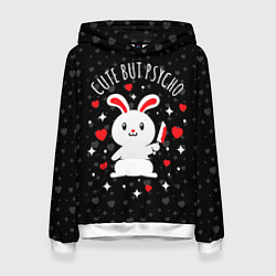 Толстовка-худи женская Cute but psycho bunny, цвет: 3D-белый