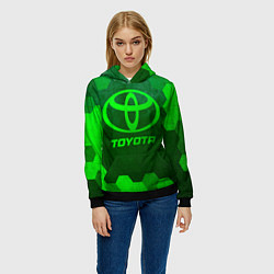 Толстовка-худи женская Toyota - green gradient, цвет: 3D-черный — фото 2