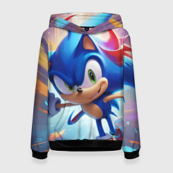 Толстовка-худи женская Sonic 1, цвет: 3D-черный