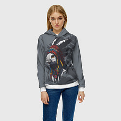 Толстовка-худи женская Кролик-индеец, цвет: 3D-белый — фото 2