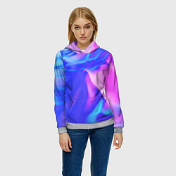 Толстовка-худи женская Неоновая текстура абстракция, цвет: 3D-меланж — фото 2