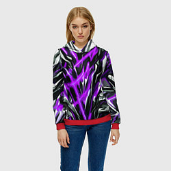 Толстовка-худи женская Фиолетовая энергетическая абстракция, цвет: 3D-красный — фото 2