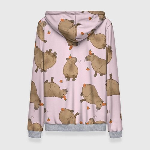 Женская толстовка Паттерн с капибарами и мандаринками розовый / 3D-Меланж – фото 2