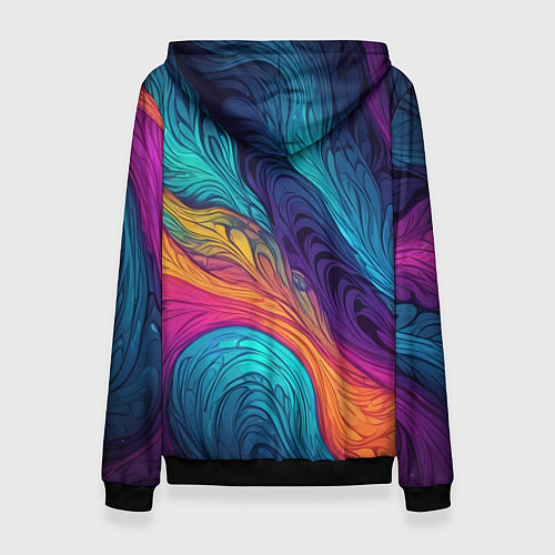 Женская толстовка Перья эбру абстракция / 3D-Черный – фото 2