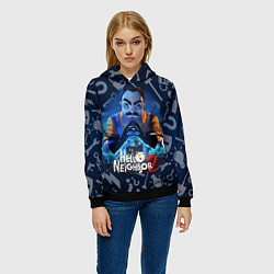 Толстовка-худи женская Привет сосед из игры Hello Neighbor, цвет: 3D-черный — фото 2