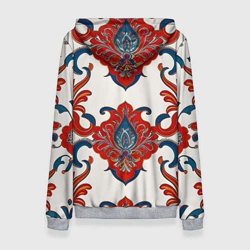 Женская толстовка Узор красно-синий на белом фоне / 3D-Меланж – фото 2