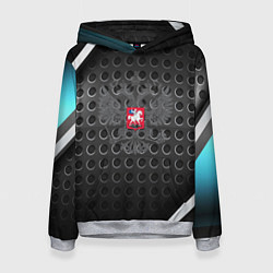 Толстовка-худи женская Россия герб карбон, цвет: 3D-меланж