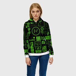 Толстовка-худи женская Twenty one pilots neon, цвет: 3D-белый — фото 2