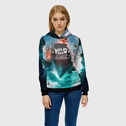 Толстовка-худи женская Wartunder корабль авианосец, цвет: 3D-черный — фото 2