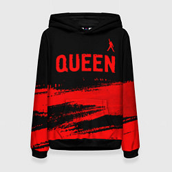 Толстовка-худи женская Queen - red gradient посередине, цвет: 3D-черный