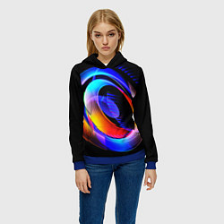 Толстовка-худи женская Оптические иллюзии волны, цвет: 3D-синий — фото 2