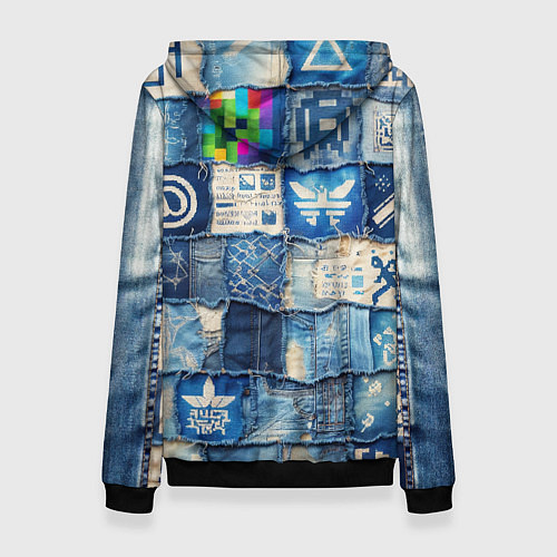 Женская толстовка Пэчворк с игровыми значками / 3D-Черный – фото 2