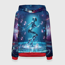 Толстовка-худи женская Cyber robot girl - ai art fantasy, цвет: 3D-красный