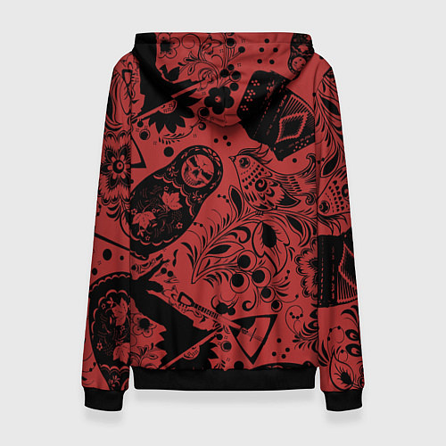 Женская толстовка Матрёшка с черепом на фоне славянских узоров и бал / 3D-Черный – фото 2