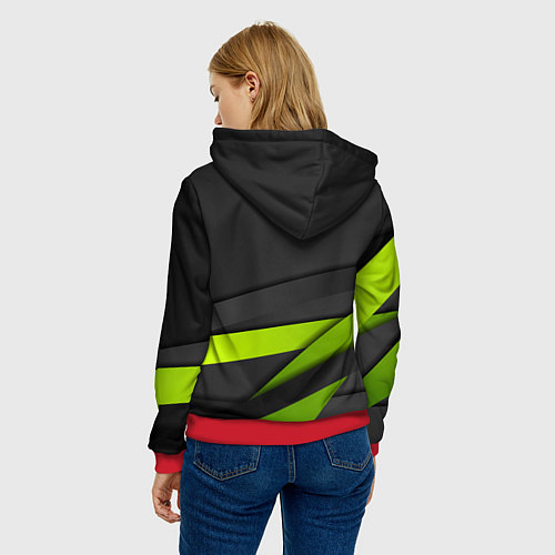 Женская толстовка Cyberpunk 2077 stripes line / 3D-Красный – фото 4