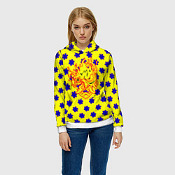 Толстовка-худи женская Samurai fire logo steel, цвет: 3D-белый — фото 2