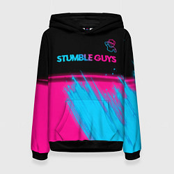 Толстовка-худи женская Stumble Guys - neon gradient посередине, цвет: 3D-черный