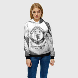 Толстовка-худи женская Manchester United - white gradient, цвет: 3D-черный — фото 2