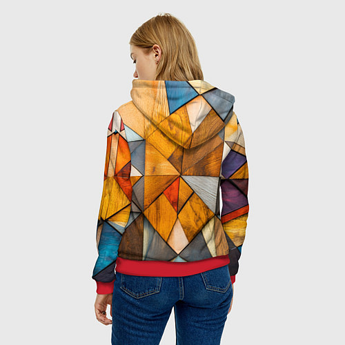 Женская толстовка Мозайка / 3D-Красный – фото 4