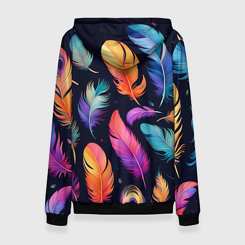 Женская толстовка Разноцветные переливающиеся перья / 3D-Черный – фото 2