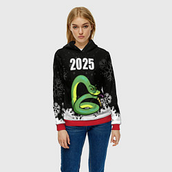 Толстовка-худи женская Змея - 2025, цвет: 3D-красный — фото 2